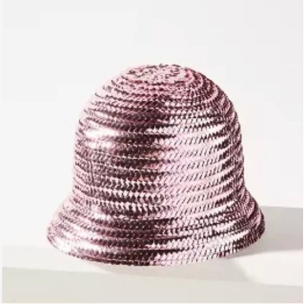 Anthropologie Anthony Peto paris pink cloche size Small NEW metallic - Picture 1 of 10